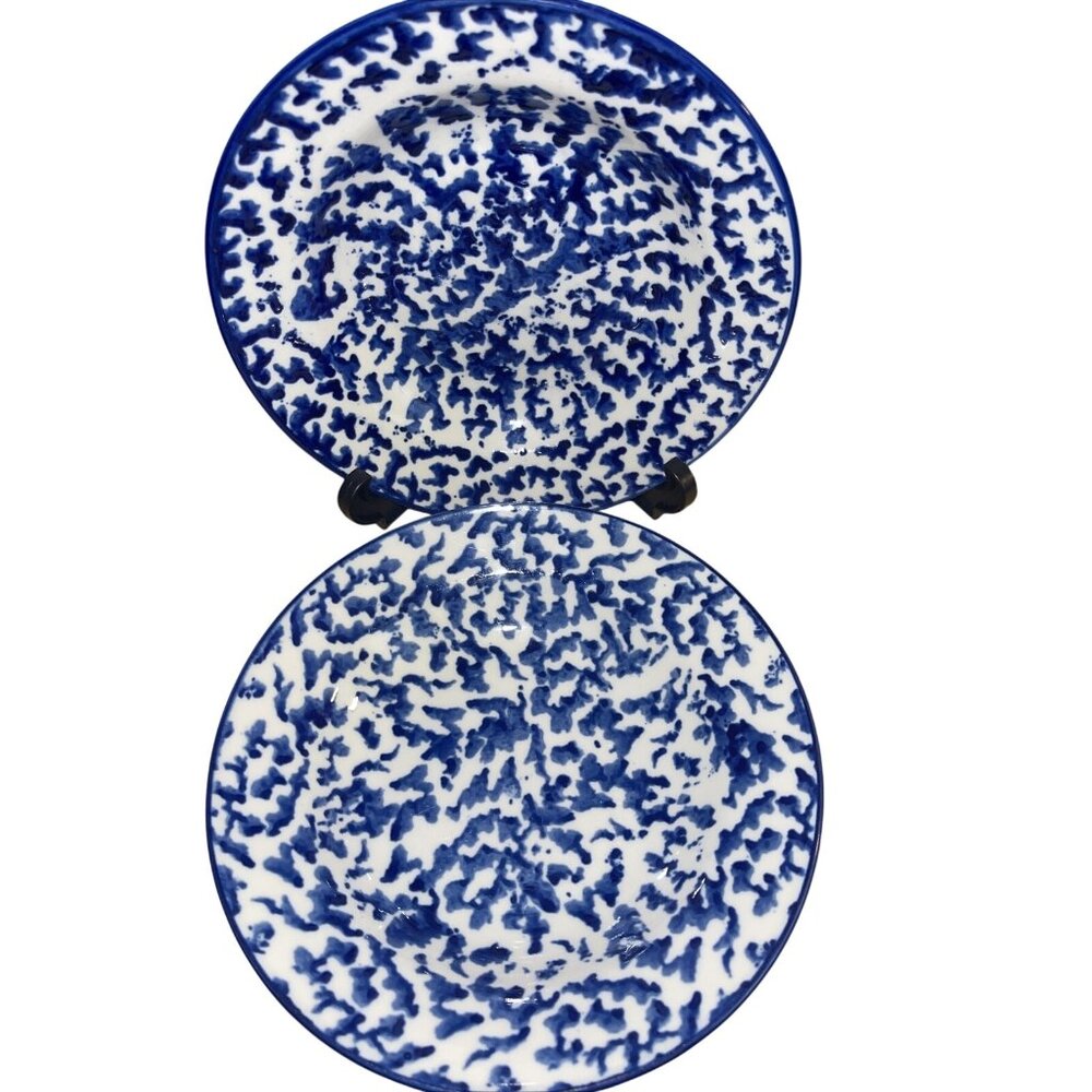 Royal Majestic Stoneware Country Blue Pattern Dinner Plates Set of 2